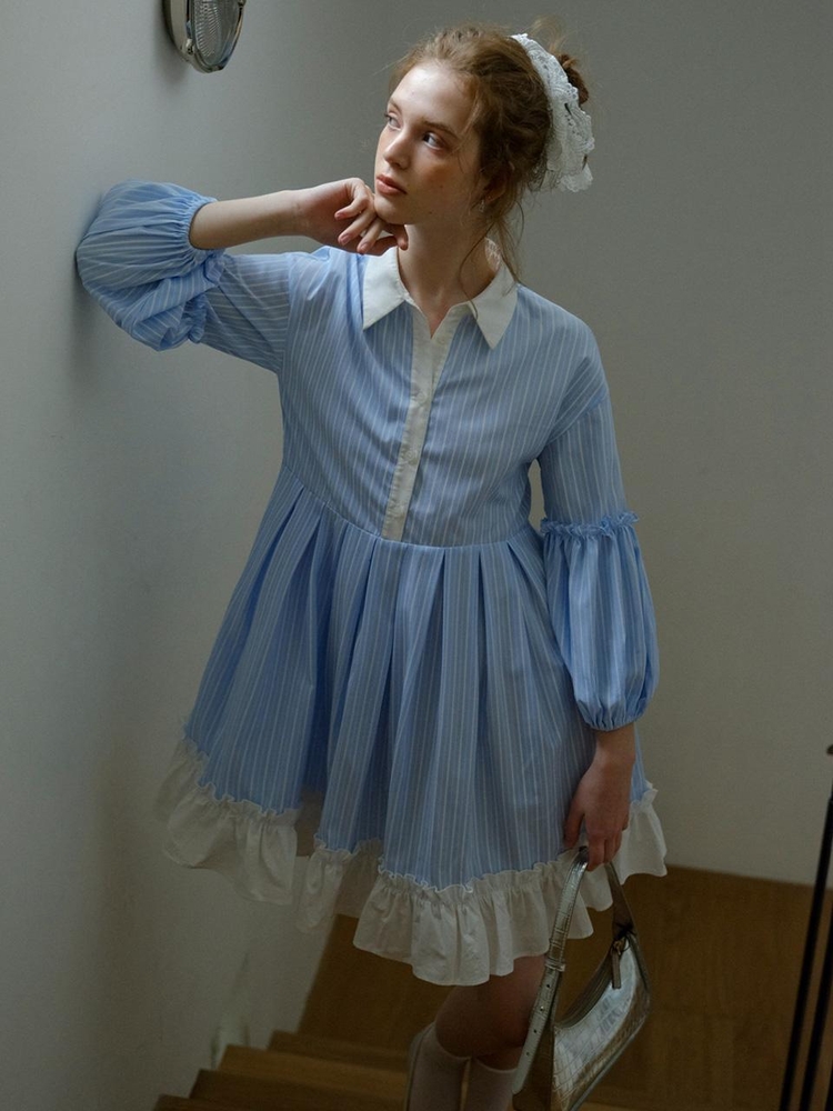 Cest_Shirt collar umbrella dress