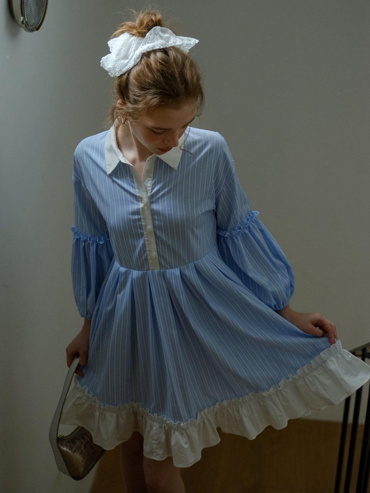 Cest_Shirt collar umbrella dress