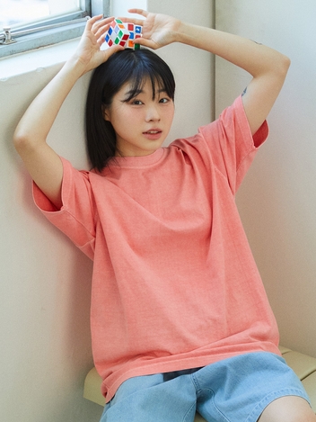 피그먼트 티셔츠 핑크