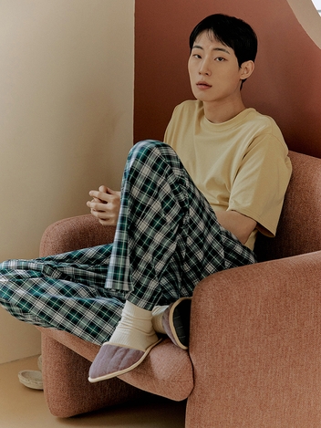 시그니처 체크 파자마 팬츠 (그린) #SIZE (2)