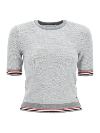 Thom browne herringbone jacquard short-sleeved pullover FKA397AY1014