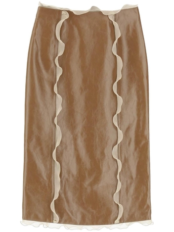 Fendi leather midi skirt with ruffles FPD946 ALBV