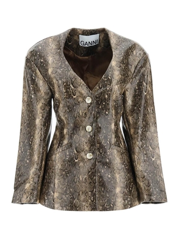 Ganni snake print faux leather blazer F7333