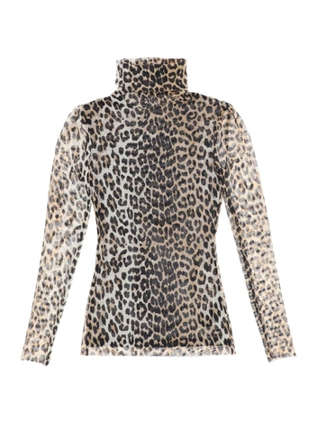Ganni printed mesh rollneck top T3289