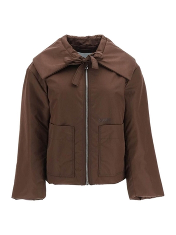 Ganni oversized collar nylon jacket F7371