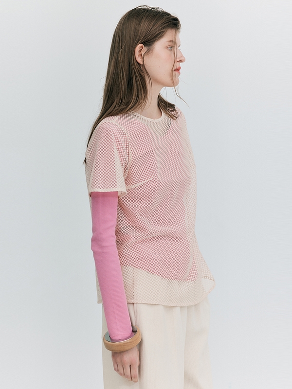 Mesh Layered Top_Cream