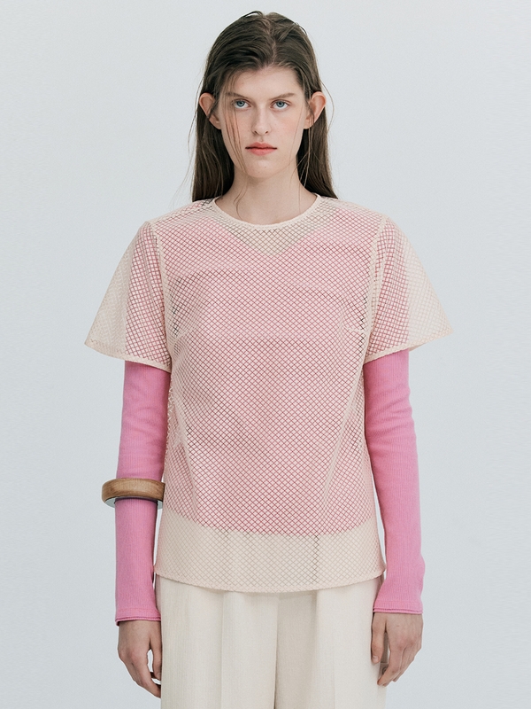 Mesh Layered Top_Cream