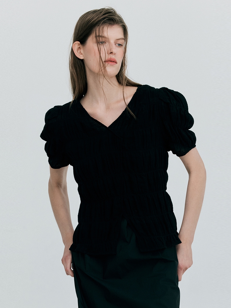 Puff Wrinkle Top_Black