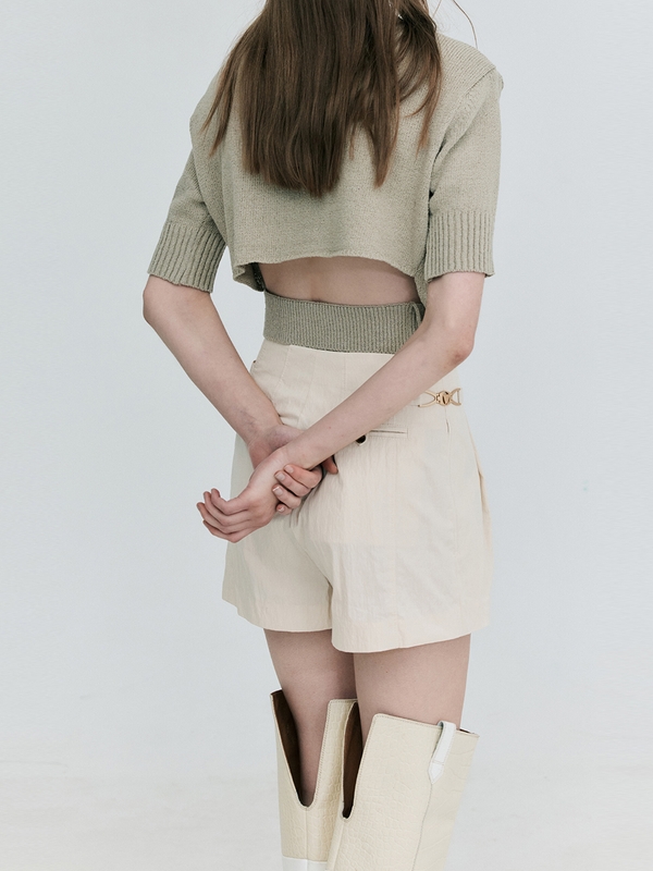 Cotton Tucked Shorts_Cream