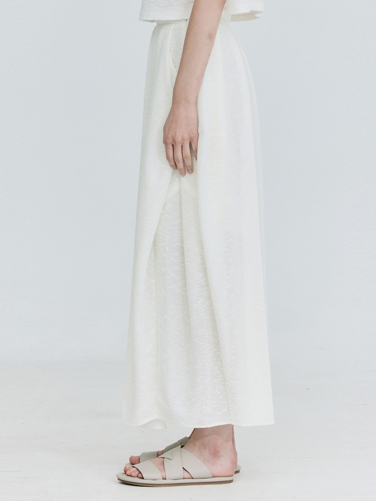 Gather Balloon Long Skirt_White