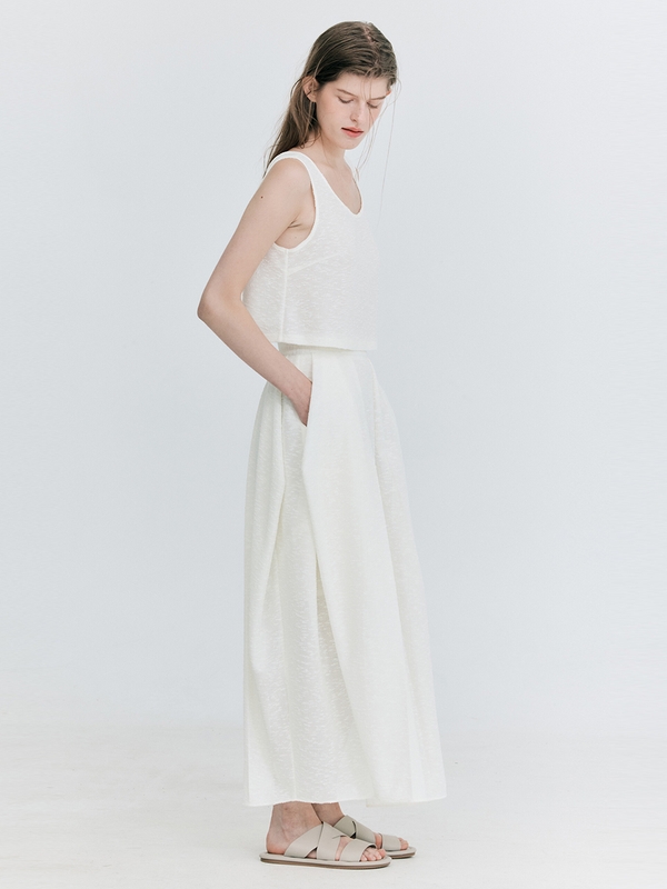 Gather Balloon Long Skirt_White