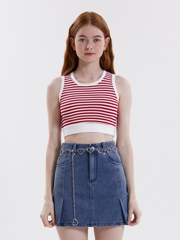 MARIN STRIPE SLEEVELESS_RED
