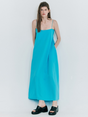 Seersucker Sleeveless Dress_Blue
