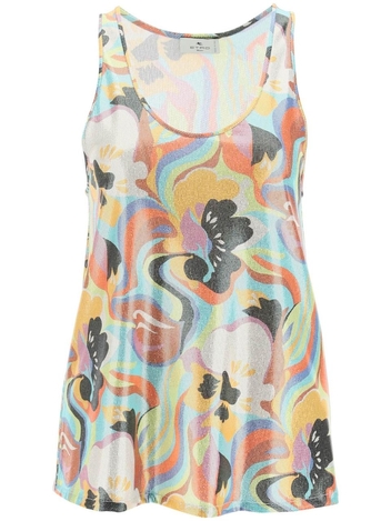 Etro floral top in laminated jersey 12469 4624