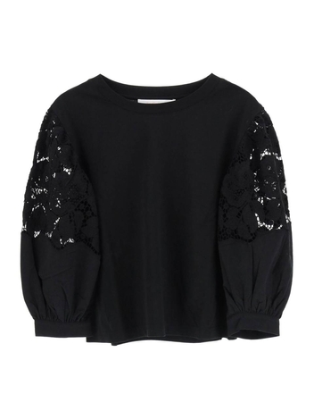 See by chloe jersey top with crochet inserts CHS22AJH21081