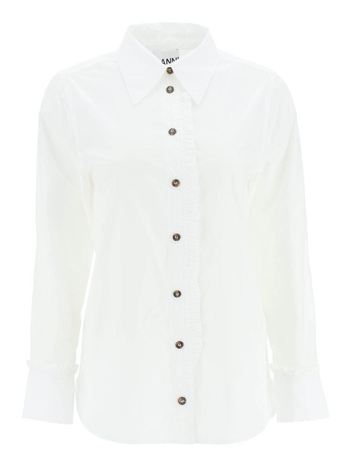 Ganni ruffled organic cotton shirt F7557