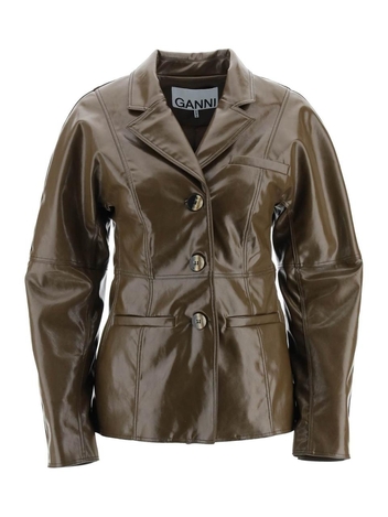 Ganni slim fit faux leather blazer F7509