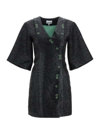 Ganni lurex mini dress with press studs F7506