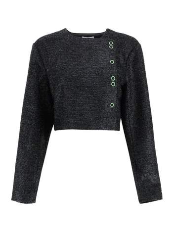 Ganni cropped lame tweed jacket F7507