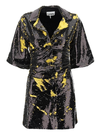 Ganni bicolor mini sequined dress F7553