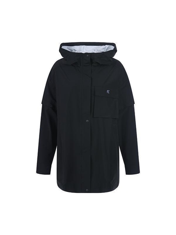 P_LABEL 후드 허리스트링 레인코트 MW3SM061_BLK