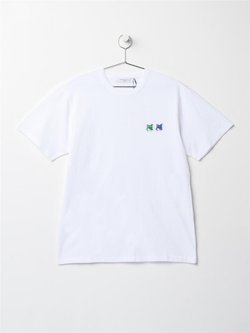 메종키츠네 모노크롬 더블 폭스헤드 패치 반팔 WHITE