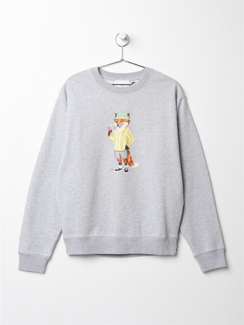 메종키츠네 드레스드 폭스 프린팅 컴포트 맨투맨 LIGHT GREY MELANGE
