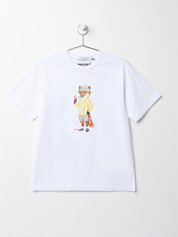 메종키츠네 드레스드 폭스 프린팅 반팔 WHITE