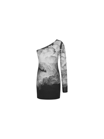 ONE SHOULDER CLOUD DRESS BLACK