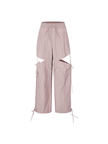 CUT OUT STRING CARGO PANTS PINK
