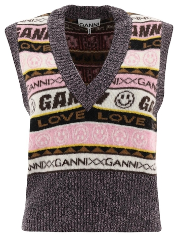 GANNI WOMENS K1829554 PINK OTHER MATERIALS SWEATER K1829554