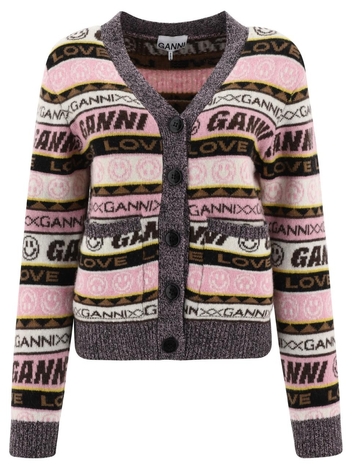 GANNI WOMENS K1830554 PINK OTHER MATERIALS SWEATER K1830554