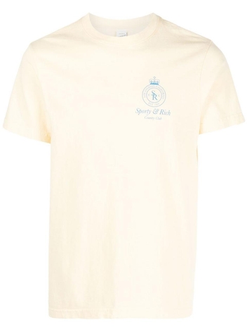 SPORTY & RICH WOMENS CROWNTSHIRTLEMON YELLOW COTTON T-SHIRT CROWNTSHIRTLEMON