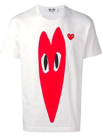 COMME DES GARCONS PLAY MENS P1T2241 WHITE COTTON T-SHIRT P1T2241