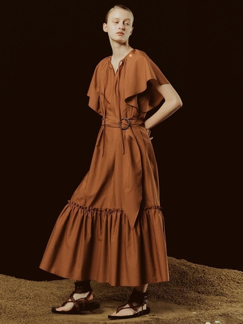 [NUVO10 누보텐]shirring block tie dress VWOPLE0400