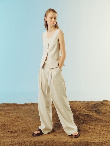 [NUVO10 누보텐]solid tie linen wide pants VWPTLE4100