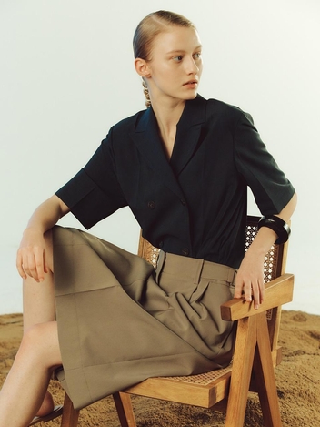 [NUVO10 누보텐]waist buckle pin tuck skirt VWSKLE0100