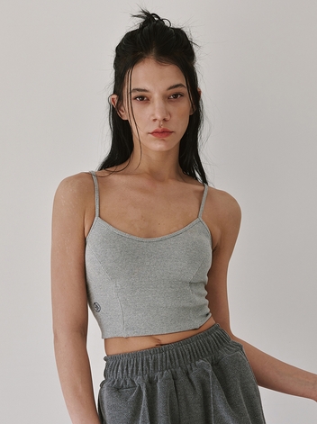 Logo Embroidery Bra cap Crop Sleeveless Melange