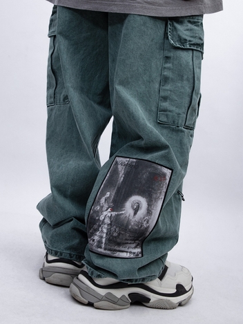 BBD The Apparition Wide Denim Cargo Pants (Deep Green)