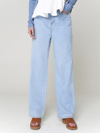 Semi wide High waist Stitch Summer Denim Pants L.Blue