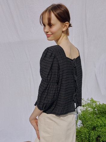 Square Neck Smoke Shirring Blouse VC2334BL019M
