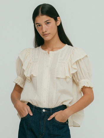 V-neck Frill Blouse VC2333BL008M