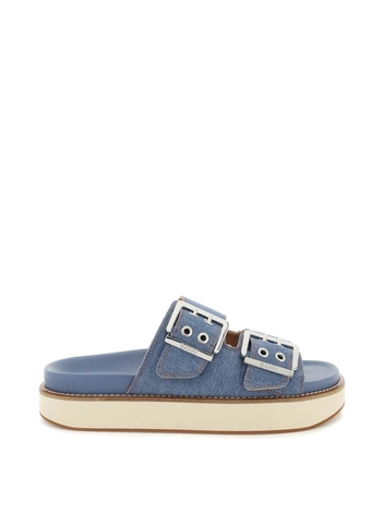 Ganni denim double strap slides S2047