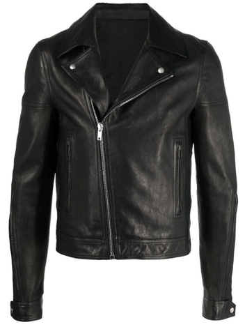 RICK OWENS MENS RU01C4767LNV09 BLACK LEATHER JACKET RU01C4767LNV09