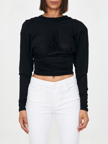 Black shiny jersey top 695231_Y36UU_1000