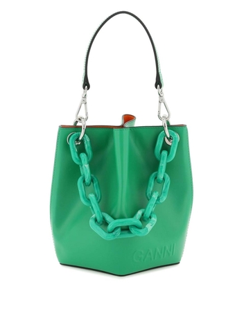 Ganni recycled leather diamond bucket bag A4408