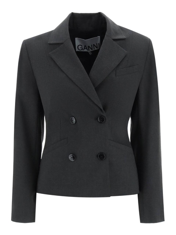Ganni waisted double-breasted blazer F7754