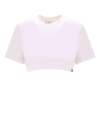 COURREGES WOMENS 223JTS077JS00710001 WHITE COTTON T-SHIRT 223JTS077JS00710001