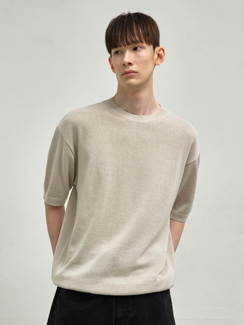 마일드 라운드 하프니트_베이지