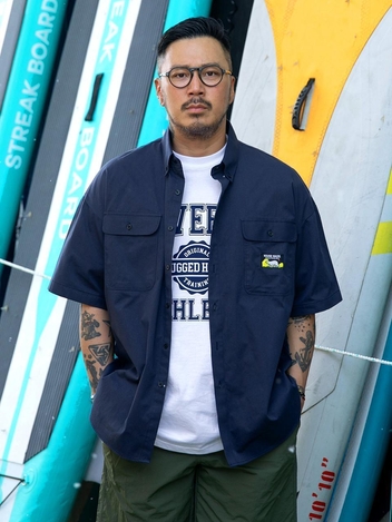 [6.12일 예약배송] 러기드하우스 : 하우스 메이드 베어 반팔 셔츠 네이비